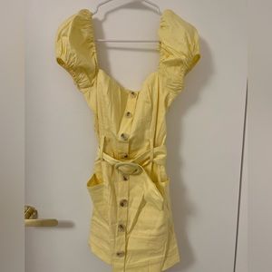 Majorelle belted button yellow dress sz S